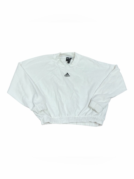 adidas Sweaters - adidas White Women's Cropped Crewneck Sweatshirt with Logo